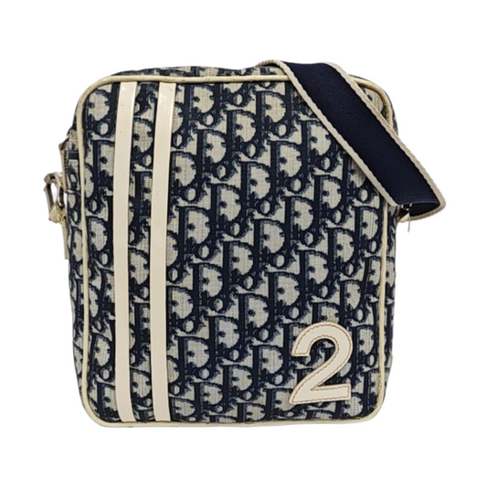 DIOR Rasta Blue Coated Canvas Monogram Crossbody Tote Shoulder Bag Silver Hardware-(SKU)-954926887