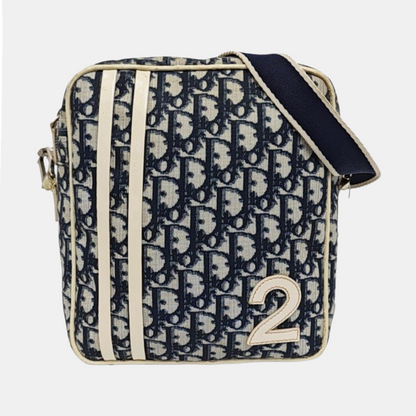 DIOR Rasta Blue Coated Canvas Monogram Crossbody Tote Shoulder Bag Silver Hardware-(SKU)-954926887