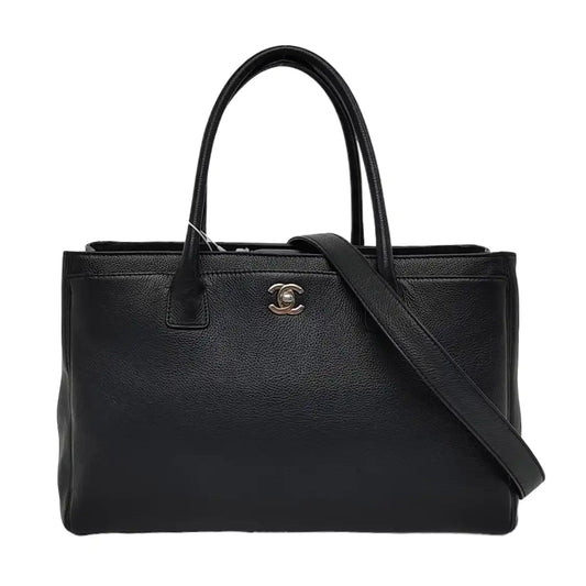 CHANEL CERF Black Calfskin Leather Shoulder Bag with Removable Strap-(SKU)-954658112