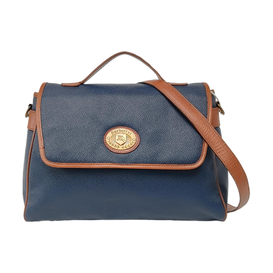 BURBERRY Dark Blue Cowhide Crossbody Bag Tote Bag Single Shoulder Bag Golden hardware Removable shoulder strap-(SKU)-955231320