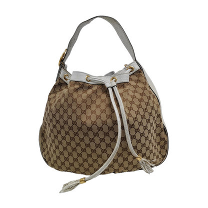 GUCCI Interlocking G Brown Canvas Fringe Shoulder Bag Tote Golden hardware-(SKU)-946676111