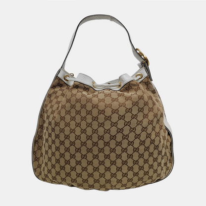 GUCCI Interlocking G Brown Canvas Fringe Shoulder Bag Tote Golden hardware-(SKU)-946676111