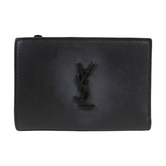 YSL Black Cowhide lychee patternWallet Black hardware-(SKU)-955350778