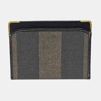 FENDI Brown Coated Canvas Card Holder Golden hardware-(SKU)-955270399