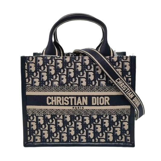 DIOR Book Tote Small Blue Canvas Monogram Embroidered Crossbody Shoulder Bag Handbag Tote Bag Golden Hardware Removable Strap Accessories Included-(SKU)-955313336