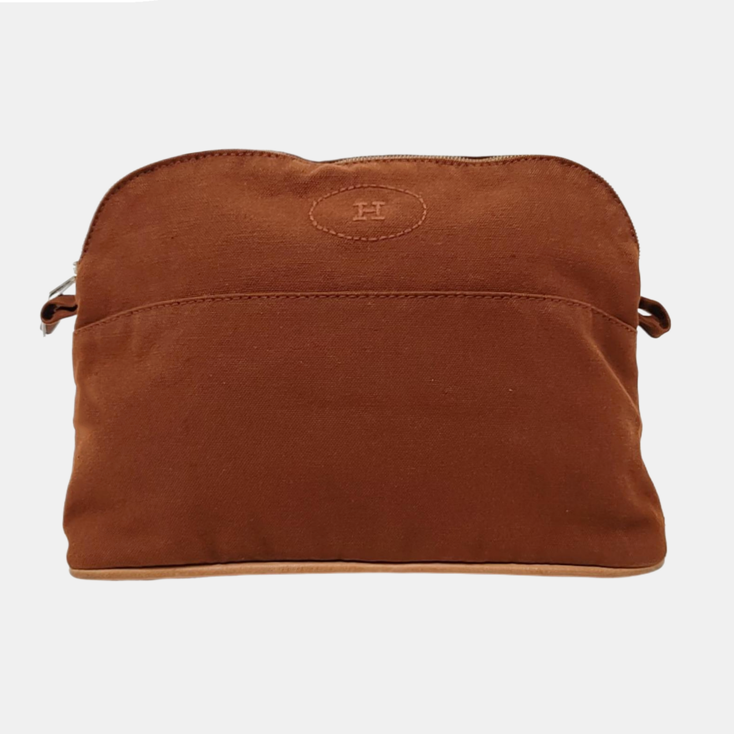 HERMÈS Bolide Beige Canvas Clutch Bag Silver Hardware-(SKU)-955276416