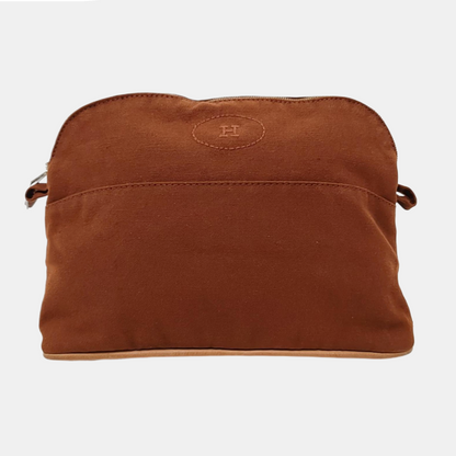 HERMÈS Bolide Beige Canvas Clutch Bag Silver Hardware-(SKU)-955276416
