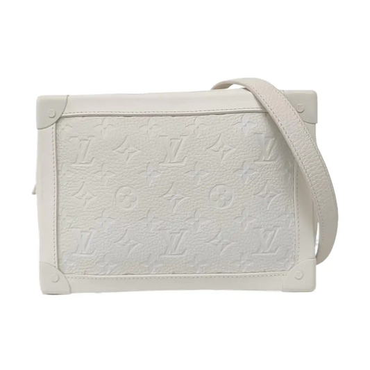 LOUIS VUITTON SOFT TRUNK White Cowhide Monogram Embossed Crossbody Bag Handbag Shoulder Bag White Hardware-(SKU)-955121168