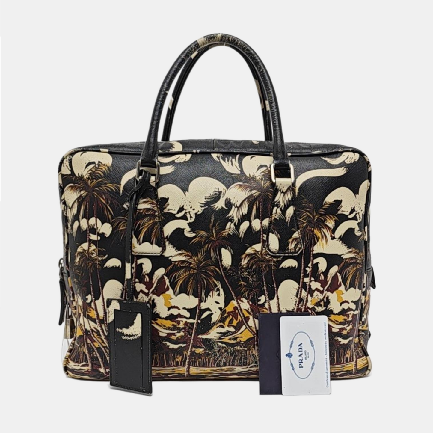 PRADA Multicolor Calfskin Crossgrain Handbag Silver Hardware-(SKU)-955513248