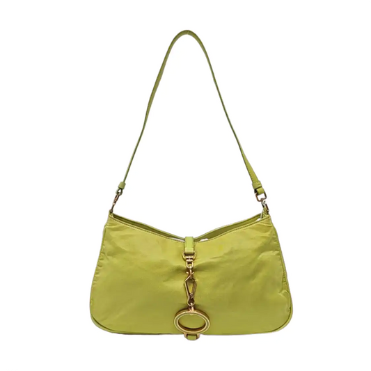 PRADA Green Nylon Logo Shoulder Bag Golden hardware-(SKU)-955381883