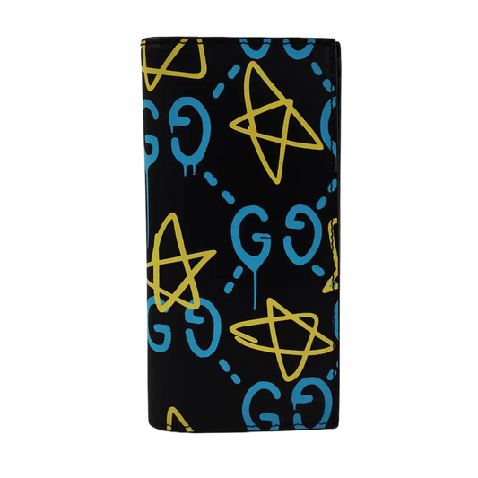 GUCCI Black Leather Printed Wallet Black hardware-(SKU)-955577139