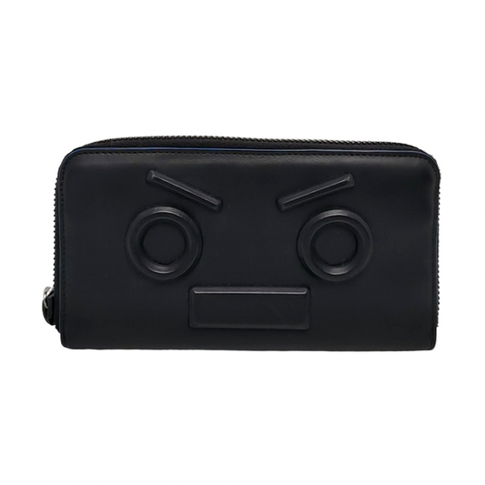 FENDI Monster Black Leather Embossed Wallet Black hardware-(SKU)-955589989