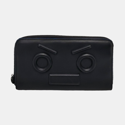 FENDI Monster Black Leather Embossed Wallet Black hardware-(SKU)-955589989