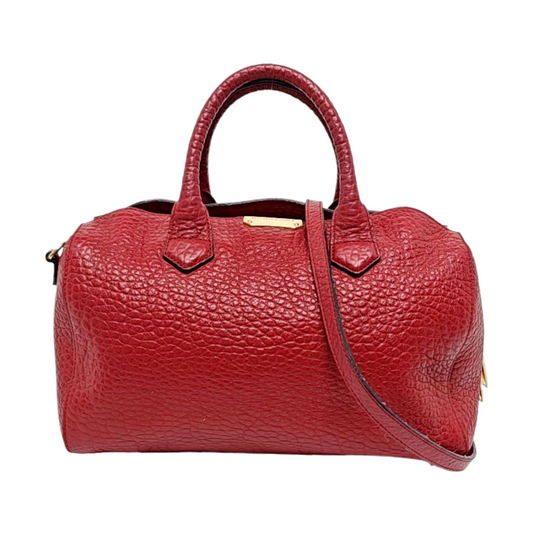 BURBERRY Red Cowhide Embossed Single Shoulder Bag Handbag Crossbody Golden hardware Removable shoulder strap-(SKU)-955432116