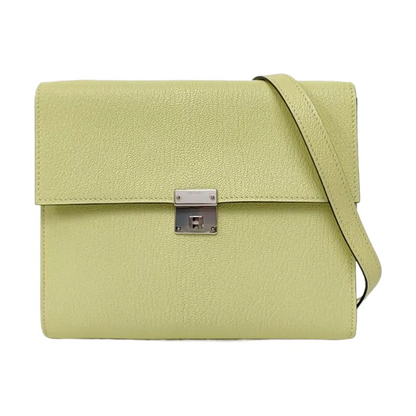 HERMÈS Clic 16 Absinthe green Chèvre Mysore leather Clic 16 bag crossbody bag with handle, silver hardware, U, removable shoulder strap-(SKU)-955630139