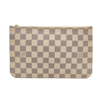 LOUIS VUITTON NEVERFULL Large size White Coated Canvas Checkered Shopping Bag Handbag Golden hardware-(SKU)-955820741
