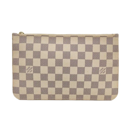 LOUIS VUITTON NEVERFULL Large size White Coated Canvas Checkered Shopping Bag Handbag Golden hardware-(SKU)-955820741