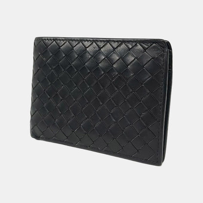 BOTTEGA VENETA Black Sheepskin Woven Wallet-(SKU)-955363008
