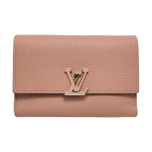 LOUIS VUITTON CAPUCINES Nude Pink Cow Leather Wallet Silver Hardware-(SKU)-955686743