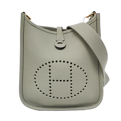 HERMÈS Evelyne TPM Ice Grey Clemence Leather Openwork Evelyne Shoulder Bag Tote Bag Golden Hardware B Stamp Removable Strap Accessories Complete-(SKU)-955859710