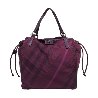 BURBERRY Buckleigh Purple Nylon Printed Single Shoulder Bag Handbag Black hardware-(SKU)-955908174