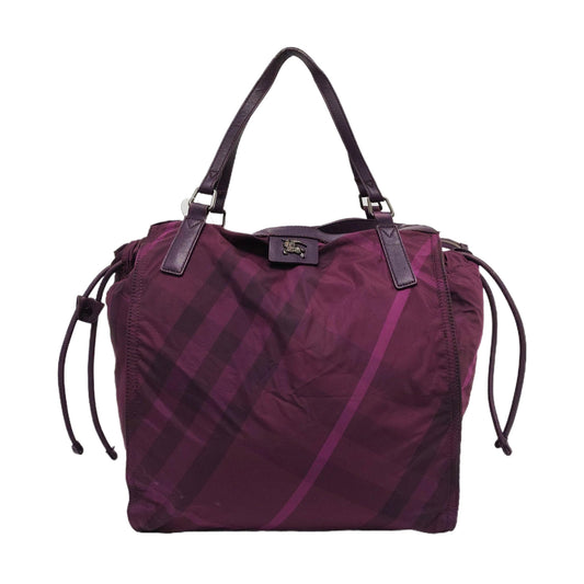 BURBERRY Buckleigh Purple Nylon Printed Single Shoulder Bag Handbag Black hardware-(SKU)-955908174
