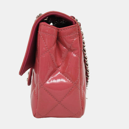 CHANEL CLASSIC FLAP Pink Patent Leather Quilted Shoulder Bag Tote Crossbody with Detachable Strap-(SKU)-955718315