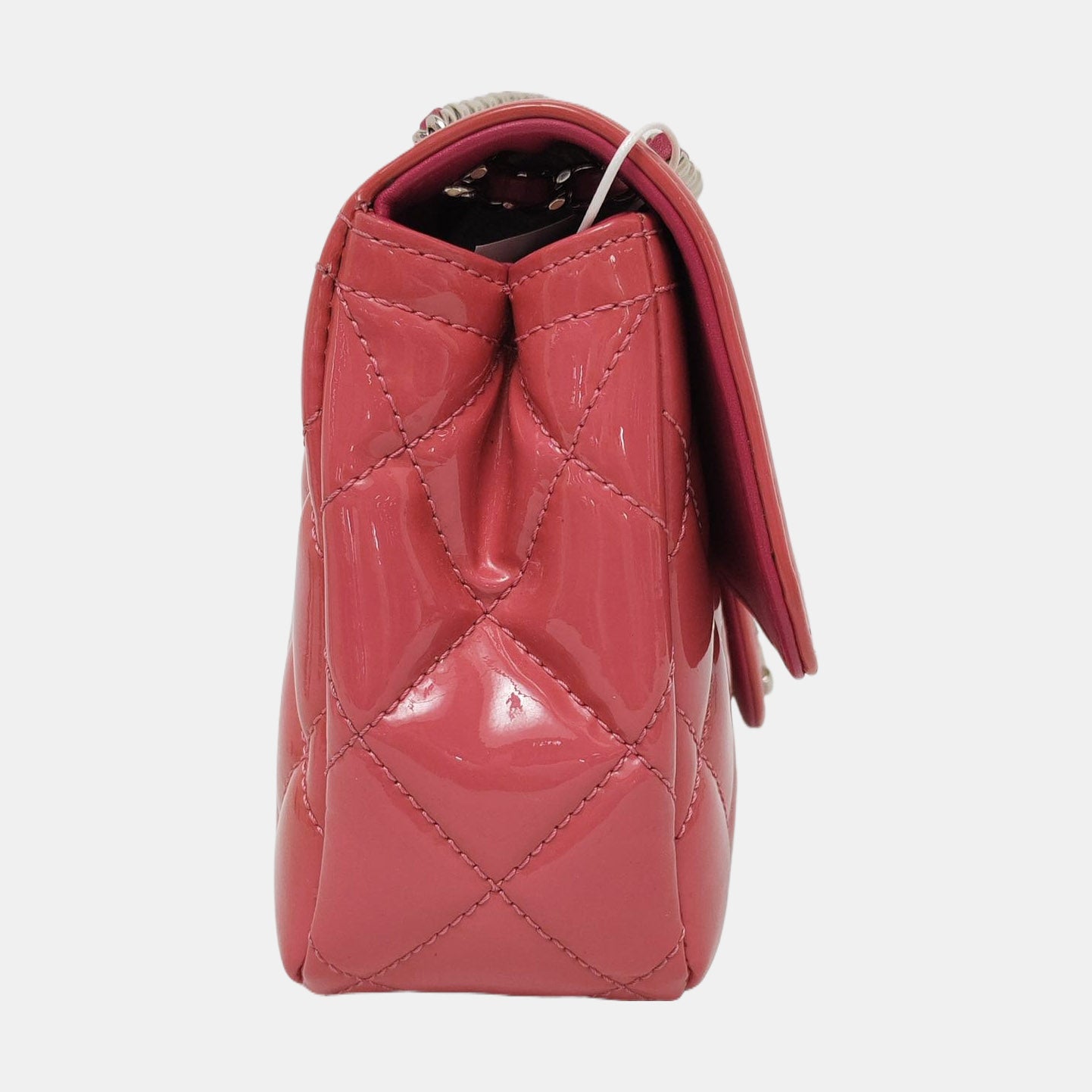 CHANEL CLASSIC FLAP Pink Patent Leather Quilted Shoulder Bag Tote Crossbody with Detachable Strap-(SKU)-955718315