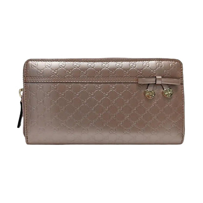 GUCCI Pink Patent Leather Monogram Embossed Wallet Golden hardware-(SKU)-955940441
