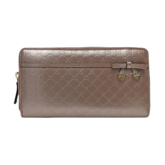 GUCCI Pink Patent Leather Monogram Embossed Wallet Golden hardware-(SKU)-955940441