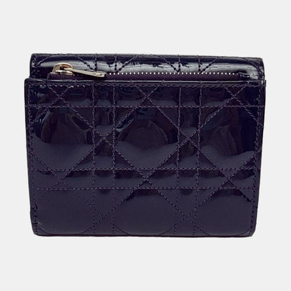 DIOR Rendez-Vous Purple Patent Leather Weave Pattern Jacquard Wallet Silver Hardware Complete Accessories-(SKU)-956063530