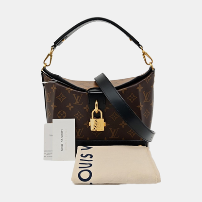 LOUIS VUITTON BENTO BOX, brown coated canvas monogram crossbody bag, shoulder bag, handbag with golden hardware and 2 detachable straps-(SKU)-956133606