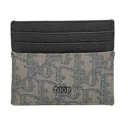 DIOR Grey Canvas Monogrammed Jacquard Card Case Ruthenium color hardware Complete Accessories-(SKU)-956051900