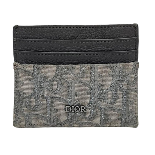 DIOR Grey Canvas Monogrammed Jacquard Card Case Ruthenium color hardware Complete Accessories-(SKU)-956051900