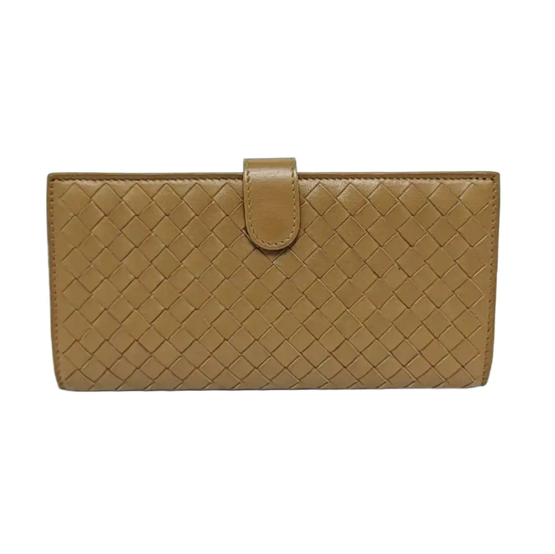 BOTTEGA VENETA Brown Lamb Skin Braided Wallet Black hardware-(SKU)-956008487