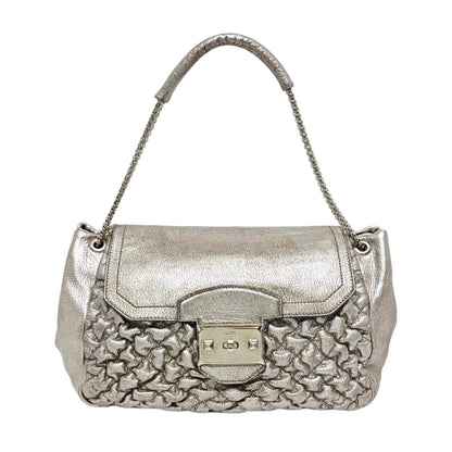 Alexander McQUEEN Silver Leather Quilted Single Shoulder Bag Tote Bag Silver Hardware-(SKU)-14444557