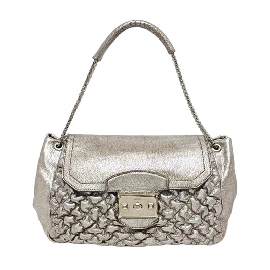 Alexander McQUEEN Silver Leather Quilted Single Shoulder Bag Tote Bag Silver Hardware-(SKU)-14444557