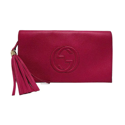 GUCCI Soho Pinkish-Purple Cowhide Clutch Bag Silver Hardware-(SKU)-956214199