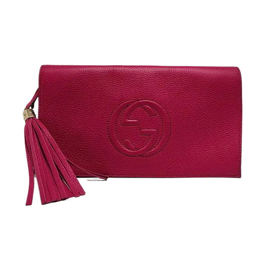 GUCCI Soho Pinkish-Purple Cowhide Clutch Bag Silver Hardware-(SKU)-956214199