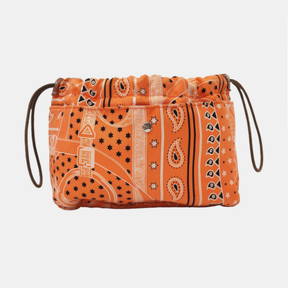 HERMÈS Fourbi 20 Orange Satin Printed Clutch Silver Hardware Tstamp-(SKU)-955960745