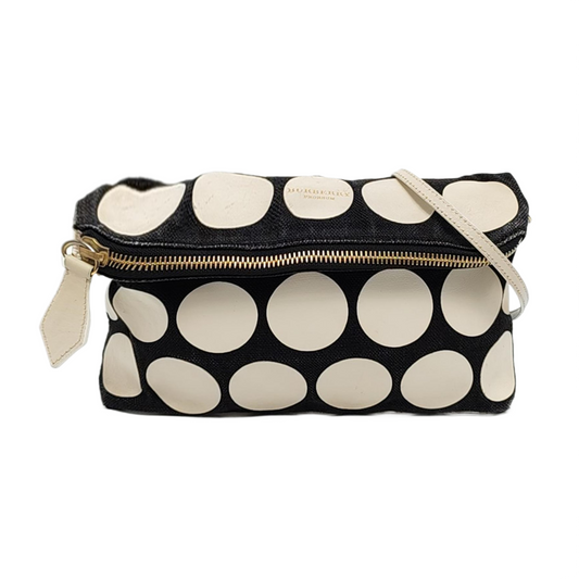 BURBERRY White Canvas Embroidered Single Shoulder Bag Crossbody Bag Handbag Golden hardware Removable shoulder strap-(SKU)-956284487
