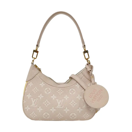 LOUIS VUITTON BAGATELLE Pink Calfskin Embossed Single Shoulder Bag Tote Bag Crossbody Bag Gold Hardware 2 Removable Straps-(SKU)-947832107