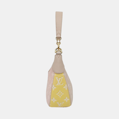 LOUIS VUITTON BAGATELLE Pink Calfskin Embossed Single Shoulder Bag Tote Bag Crossbody Bag Gold Hardware 2 Removable Straps-(SKU)-947832107