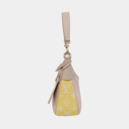 LOUIS VUITTON BAGATELLE Pink Calfskin Embossed Single Shoulder Bag Tote Bag Crossbody Bag Gold Hardware 2 Removable Straps-(SKU)-947832107