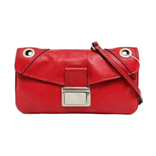 Miu Miu mini Red Calf Leather Crossbody Shoulder Bag Tote Silver Hardware Removable shoulder strap-(SKU)-956465085