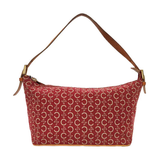 CELINE Red Canvas Triumph Handbag Golden hardware Removable shoulder strap-(SKU)-956322936
