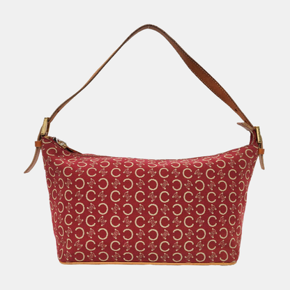 CELINE Red Canvas Triumph Handbag Golden hardware Removable shoulder strap-(SKU)-956322936