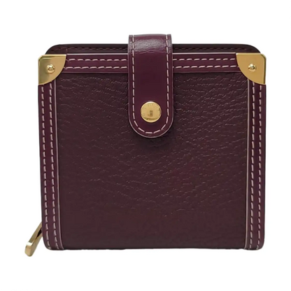 LOUIS VUITTON INTERNATIONAL Burgundy Lamb Leather Wallet Golden hardware-(SKU)-956129295