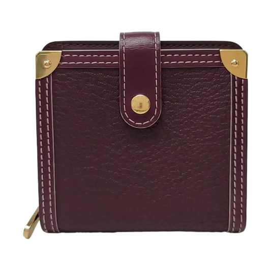 LOUIS VUITTON INTERNATIONAL Burgundy Lamb Leather Wallet Golden hardware-(SKU)-956129295