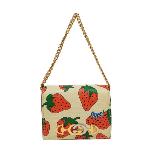 GUCCI Zumi White Cowhide Printed Horsebit Handbag Golden Silver Hardware Complete Accessories-(SKU)-956560067